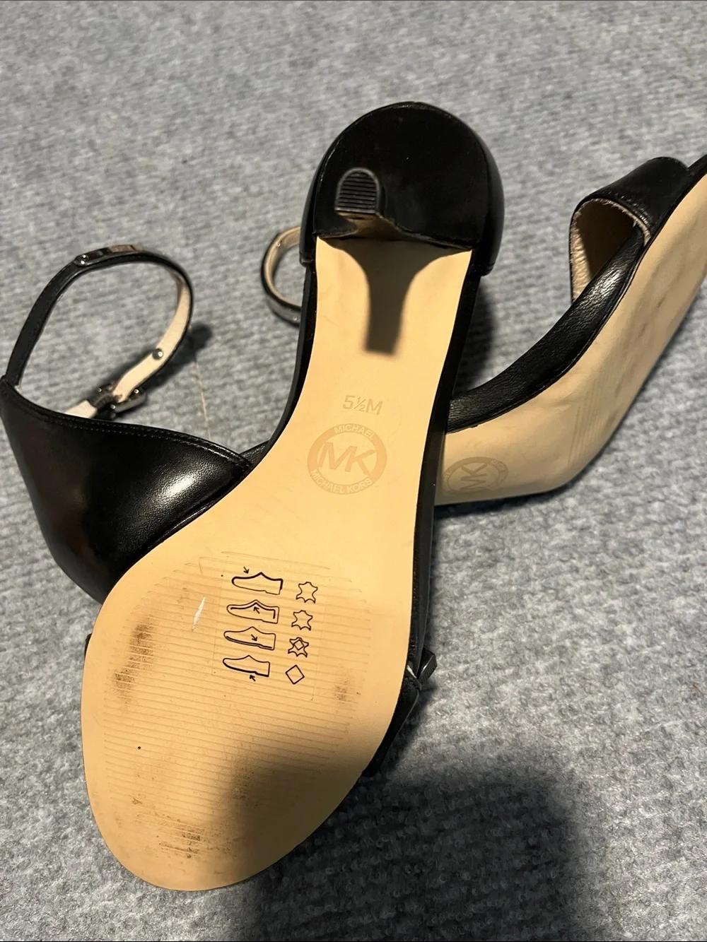 Michael Kors Black Leather Ankle-Strap Heels